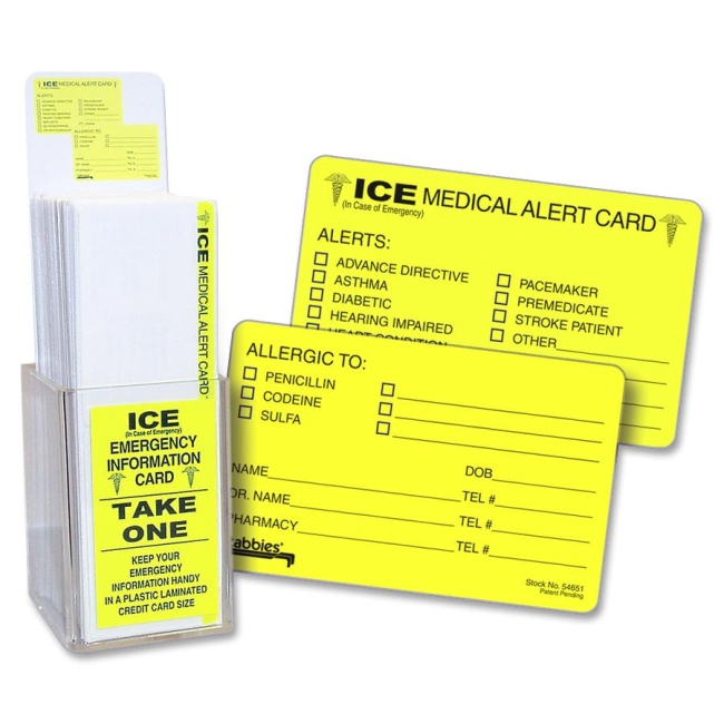 Tabbies Acrylic Emergency Information Card Display 34651 TAB34651