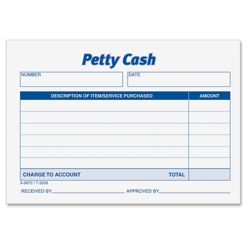 Adams Petty Cash Receipt Pad 9672ABF ABF9672ABF