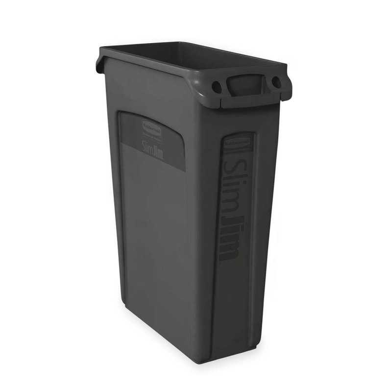 Rubbermaid Rubbermaid 354060 Slim Jim Waste Container with Venting channel 354060BK RCP354060BK 354060