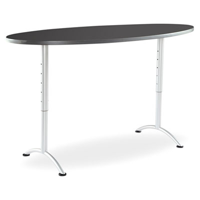 Iceberg ARC Sit-to-Stand Tables, Oval Top, 36w x 72d x 30-42h, Graphite/Silver ICE69627 69627