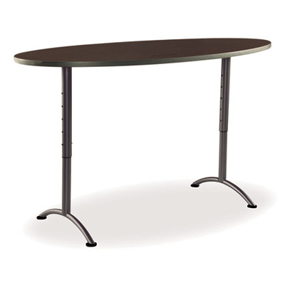 Iceberg ARC Sit-to-Stand Tables, Oval Top, 36w x 72d x 30-42h, Walnut/Gray ICE69624 69624