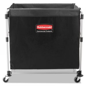 Rubbermaid Commercial Collapsible X-Cart, Steel, Eight Bushel Cart, 24 1/10w x 35 7/10d, Black/Silver RCP1881750 1881750