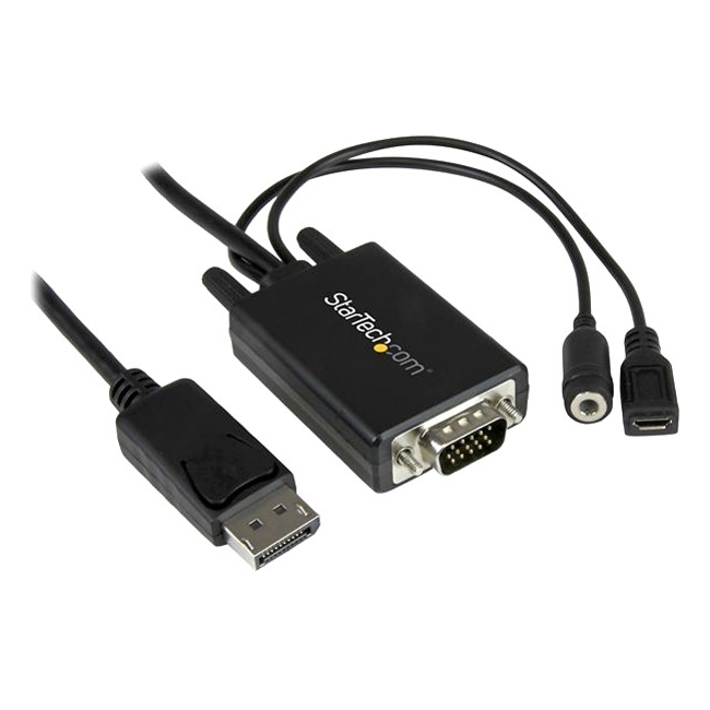 StarTech.com DisplayPort to VGA Adapter Cable with Audio - 6ft (2m) DP2VGAAMM2M