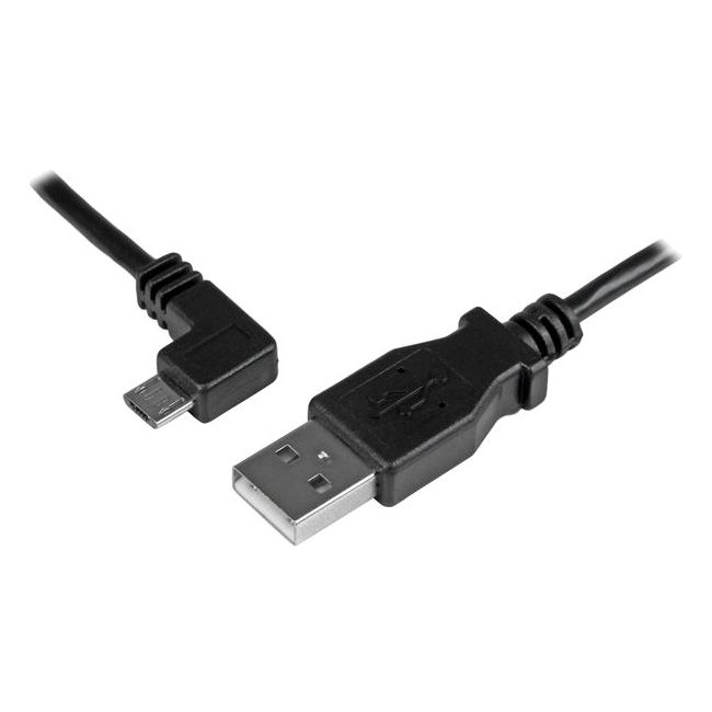 StarTech.com 1m Left-Angle Micro-USB 2.0 Charging Cable for Tablets and Phones USBAUB1MLA