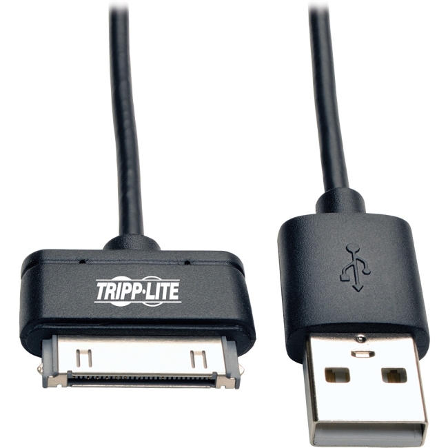 Tripp Lite USB Sync/Charge Cable with Apple 30-Pin Dock Connector, Black, 10 in. (.24 m) M110-10N-BK