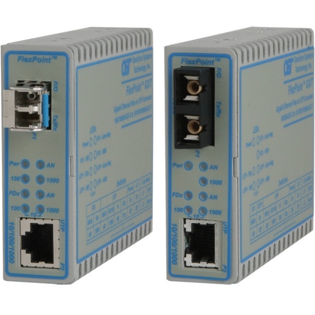 Omnitron 10/100/1000 Copper to 100/1000X Fiber Ethernet Media Converter 4719-1W