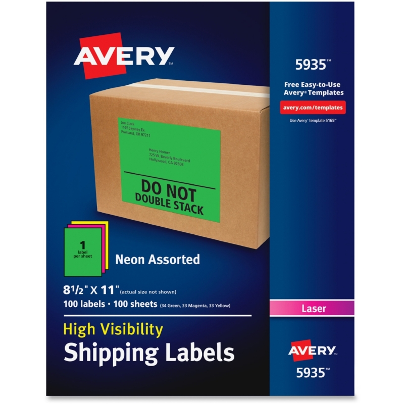 Avery High-Visibility Neon Shipping Labels 5935 AVE5935