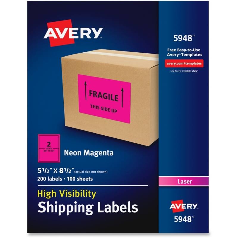 Avery High-Visibility Neon Shipping Labels 5948 AVE5948