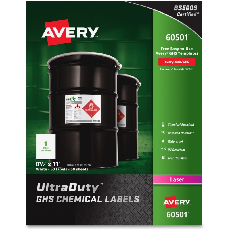 Avery UltraDuty GHS Chemical Laser Labels 60501 AVE60501