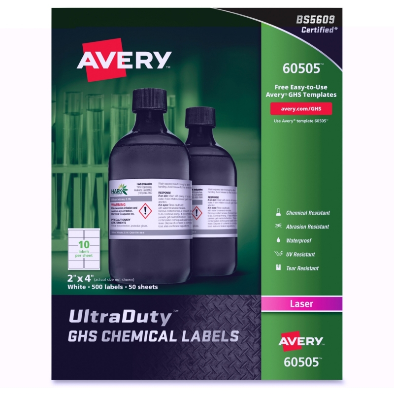 Avery UltraDuty GHS Chemical Laser Labels 60505 AVE60505
