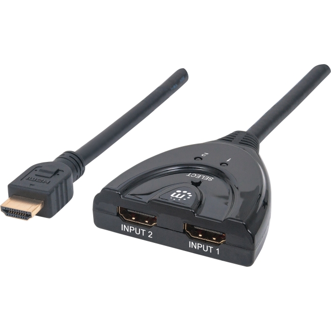 Manhattan 2-Port HDMI Switch HDMI 1.3, 2-Port, Integrated Cable 207416