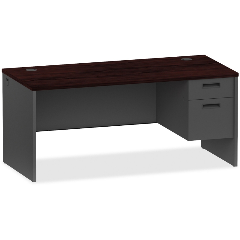Lorell Mahogany/Charcoal Pedestal Desk 97105 LLR97105