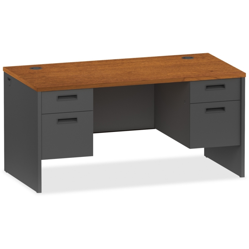 Lorell Cherry/Charcoal Pedestal Desk 97108 LLR97108