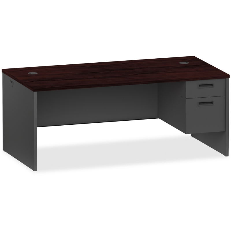 Lorell Mahogany/Charcoal Pedestal Desk 97111 LLR97111