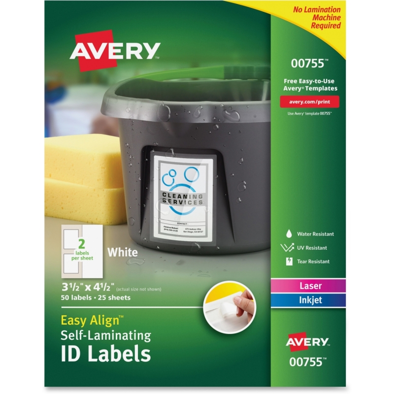 Avery Easy Align Self-Laminating ID Labels 00755 AVE00755