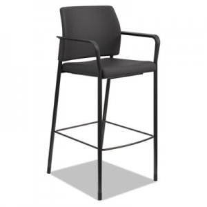 HON Accommodate Series Cafe Stool with Fixed Arms, Black Fabric HONSCS2FECU10B