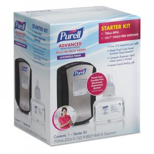 PURELL LTX-7 Advanced Instant Hand Sanitizer Kit, 700mL, Touch-Free, Chrome/Black, 4/CT GOJ1305D4CT 1305-D4