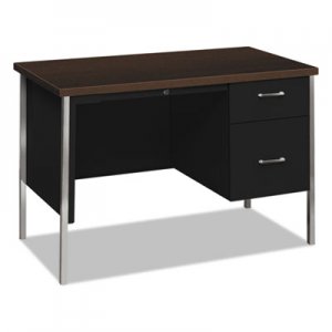 HON 34000 Series Right Pedestal Desk, 45 1/4w x 24d x 29 1/2h, Mocha/Black HON34002RMOP