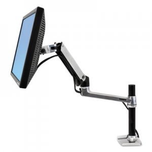 Ergotron LX Series LCD Arm, Desk Mount with Tall Pole, Polished Aluminum/Black ERG45295026 45-295-026