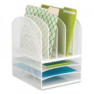 Safco Onyx Mesh Desk Organizer, Eight Sections, 11 1/2 x 9 1/2 x 13, White SAF3266WH 3266WH