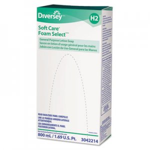 Diversey Foam Select General Purpose Lotion Soap, Pink, 800 ml Refill, 6/Carton DVO3042214 3042214