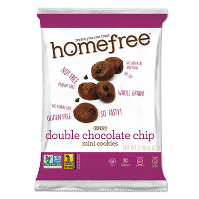 Homefree Gluten Free Double Chocolate Chip Mini Cookies, 0.95 oz Pack, 30/Carton HMF01948 LGFMDC30