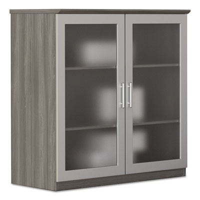 Mayline Medina Series Glass Display Cabinet, 36 w x 20d x 39 1/4h, Gray Steel MLNMGDCLGS MGDCLGS