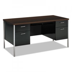 HON 34000 Series Double Pedestal Desk, 60w x 30d x 29 1/2h, Mocha/Black HON34962MOP