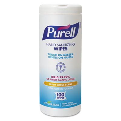PURELL Hand Sanitizing Wipes, 5 3/4" x 7", Fresh Citrus, 100/Canister, 4 Canister/Pack GOJ911104EC 9111-04-EC