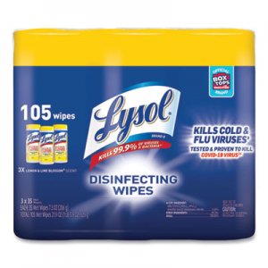LYSOL Brand Disinfecting Wipes, 7x8, White, Lemon & Lime Blossom, 35/Canister, 3/PK, 4 PK/CT RAC82159CT 19200-82159