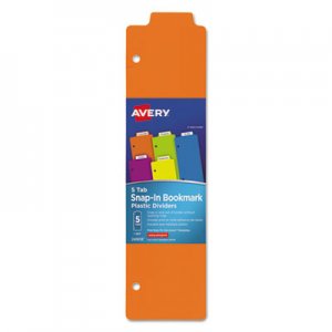 Avery Tabbed Snap-In Bookmark Plastic Dividers, Assorted Solid Color, 5-Tab, 3x11 1/2 AVE24908 24908