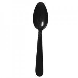 GEN Heavyweight Cutlery, Spoons, 6 1/2", Polypropylene, Black, 1000/Carton GENHYBS