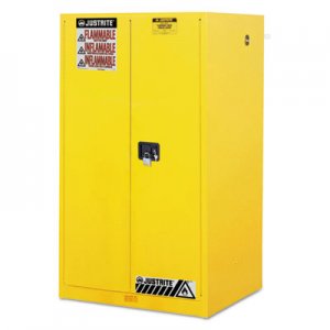 JUSTRITE Sure-Grip EX Standard Safety Cabinet, 34w x 34d x 65h, Yellow JUS896000 JUS 896000