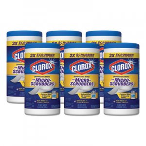 Clorox Disinfecting Wipes w/ Micro Scrubbers, 7 x 8, Citrus Blend, 70/Canister, 6/Ct CLO31270CT CLO 31270