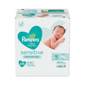 Pampers Sensitive Baby Wipes, White, Cotton, Unscented, 64/Pack, 9 Pack/Carton PGC88529CT 88529