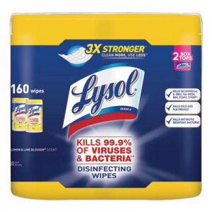LYSOL Brand Disinfecting Wipes, Lemon/Lime Blossom, 7 x 8, 80/Canister, 2/Pack RAC80296PK 19200-80296