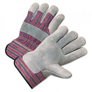 Anchor Brand 2000 Series Leather Palm Gloves, Gray/Red, Large, 12 Pairs ANR2100
