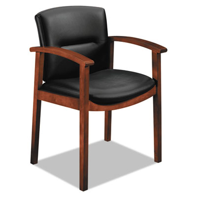 HON 5000 Series Park Avenue Collection Guest Chair, Black Leather/Cognac HON5003COSS11 H5003.COGN.SS11