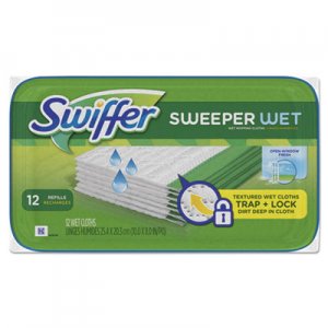Swiffer Wet Refill Cloths, Open Window Fresh, Cloth, White, 8x10, 12/Tub, 12Tub/Carton PGC95531CT 95531