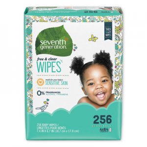 Seventh Generation Free & Clear Baby Wipes, Refill, Unscented, White, 256/PK, 3 PK/CT SEV34219CT SEV 34219CT
