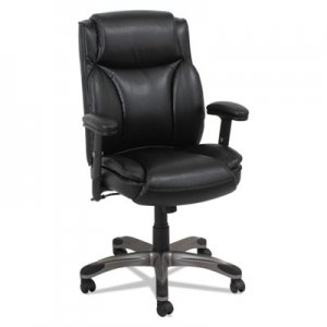 Alera Veon Series Leather Mid-Back Manager's Chair w/Coil Spring Cushioning, Black ALEVN5119 VN5119