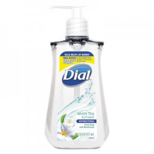 Dial Antimicrobial Liquid Soap, 7 1/2 oz Pump Bottle, White Tea, 12/Carton DIA02660CT DIA 02660