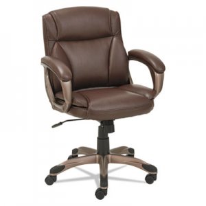 Alera Veon Series Low-Back Leather Task Chair w/Coil Spring Cushion, Brown ALEVN6159 VN6159