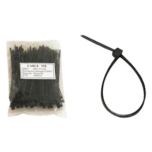 Unirise 6in Nylon Cable Tie 40lbs Black 100pk ZIP-06IN-100PKBK