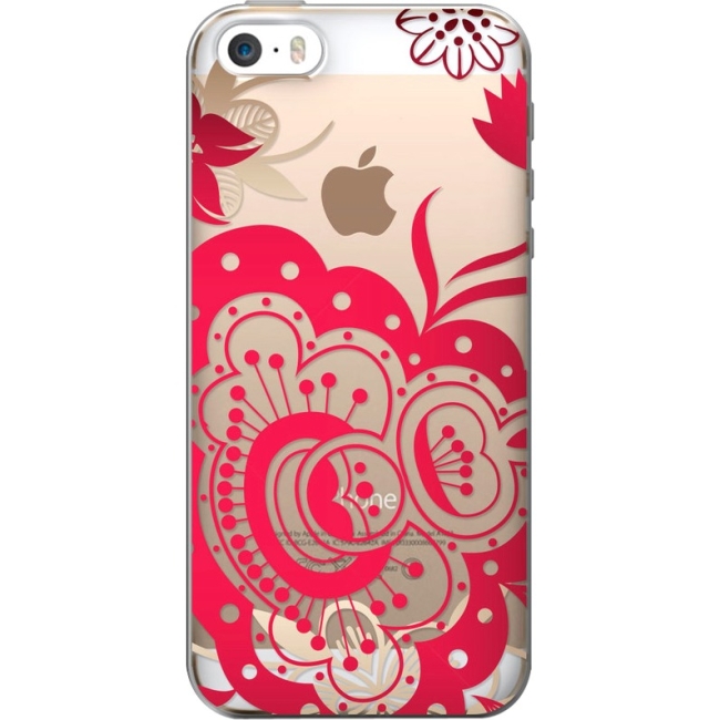 OTM Floral Prints Clear Phone Case, Paisley Red IP6V1CLR-FLR-05