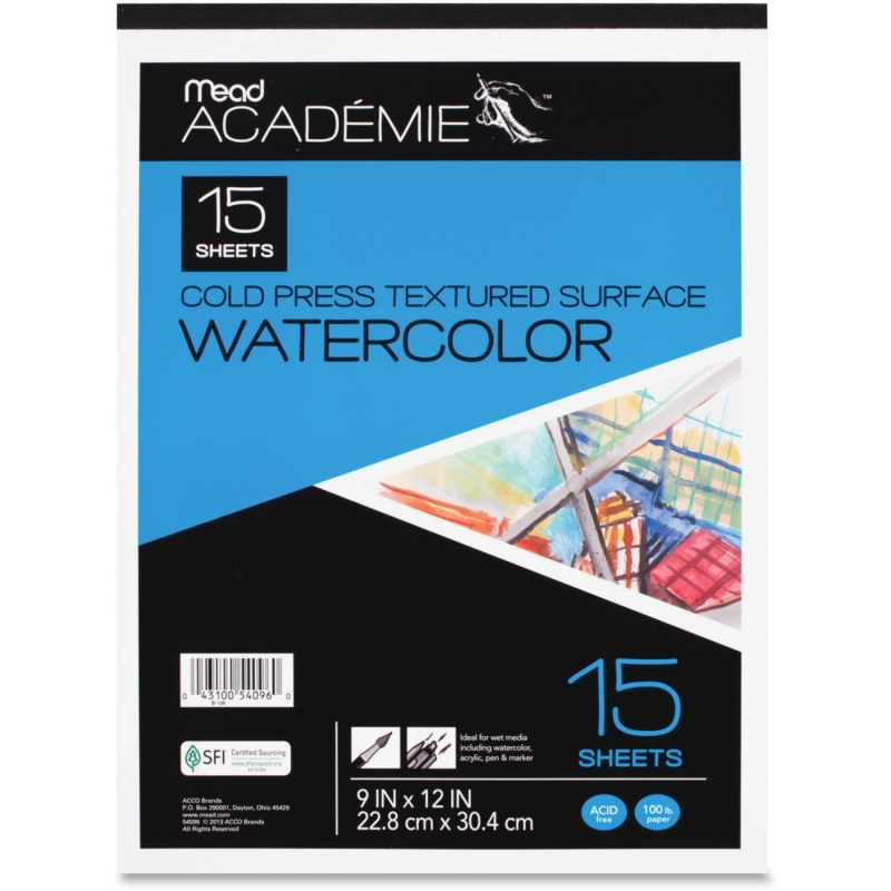 Mead Academie Textured Watercolor Paper Pad 54096 MEA54096