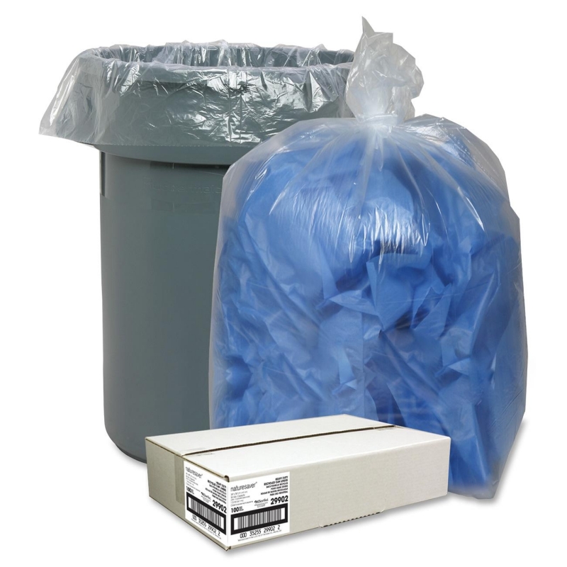 Nature Saver Clear Recycled Trash Can Liner 29902 NAT29902