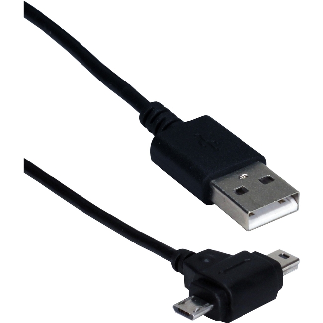 QVS 1ft USB 2-in-1 Sync & 2.1Amp Charger Cable for Smartphone & Tablet USB1T2-01