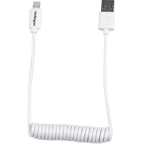 StarTech.com Lightning to USB Cable - Coiled - 0.6m (2ft) - White USBCLT60CMW