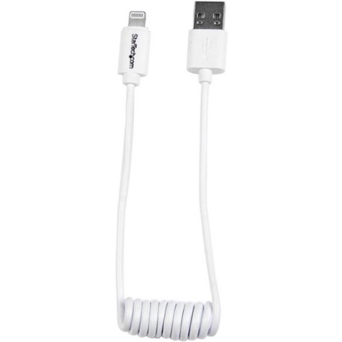 StarTech.com Lightning to USB Cable - Coiled - 0.3m (1ft) - White USBCLT30CMW